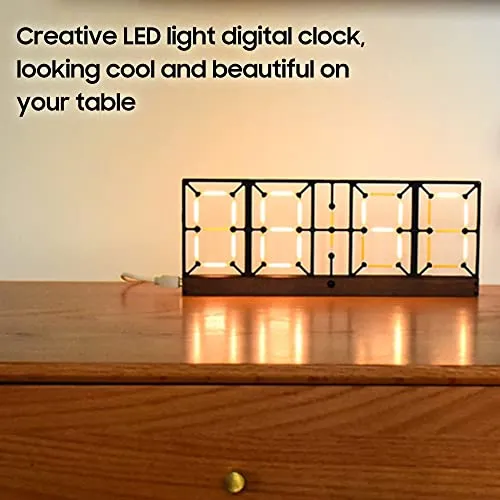 F FABOBJECTS® Imitation Lights Digital Clock Glow Clock Hollow LED Clock Fluorescent Desk Clock Semi-Finished Kit Adjustable Brightness with Remote Control