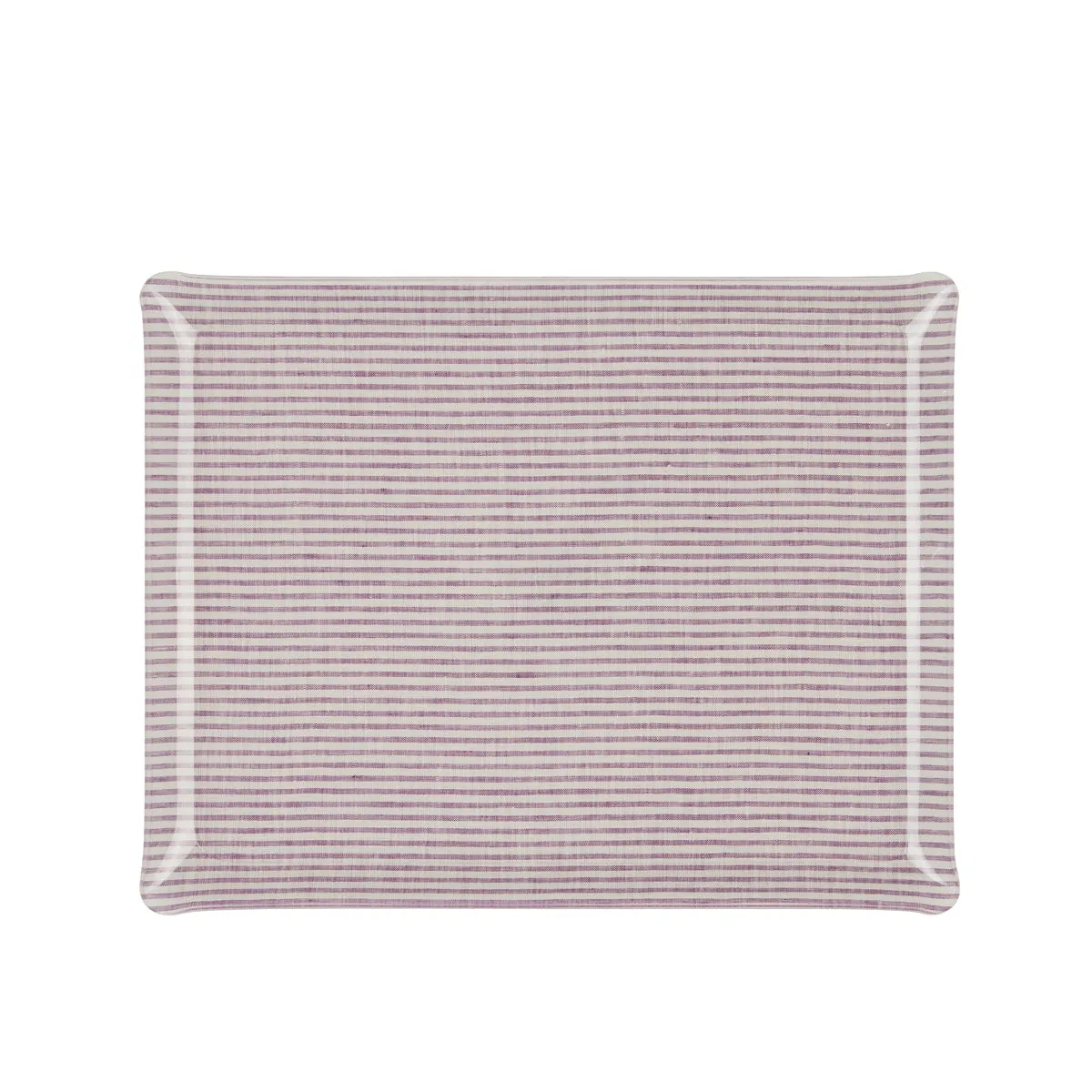 Fabric Tray Large Stripe Amethyst and White