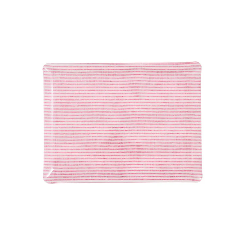 Fabric Tray Medium Stripe Pink and White