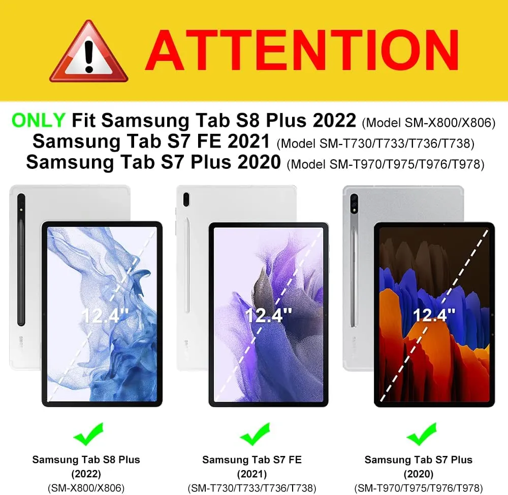 Galaxy Tab S8 Plus 2022 / Tab S7 FE / Tab S7 Plus Multi-Angle Protective Case | Fintie