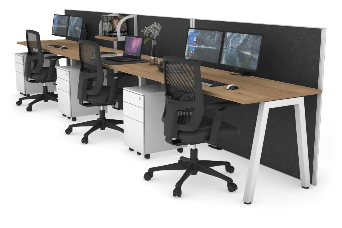 Horizon Quadro 3 Person Run A Legs Office Workstation [1200L x 700W]