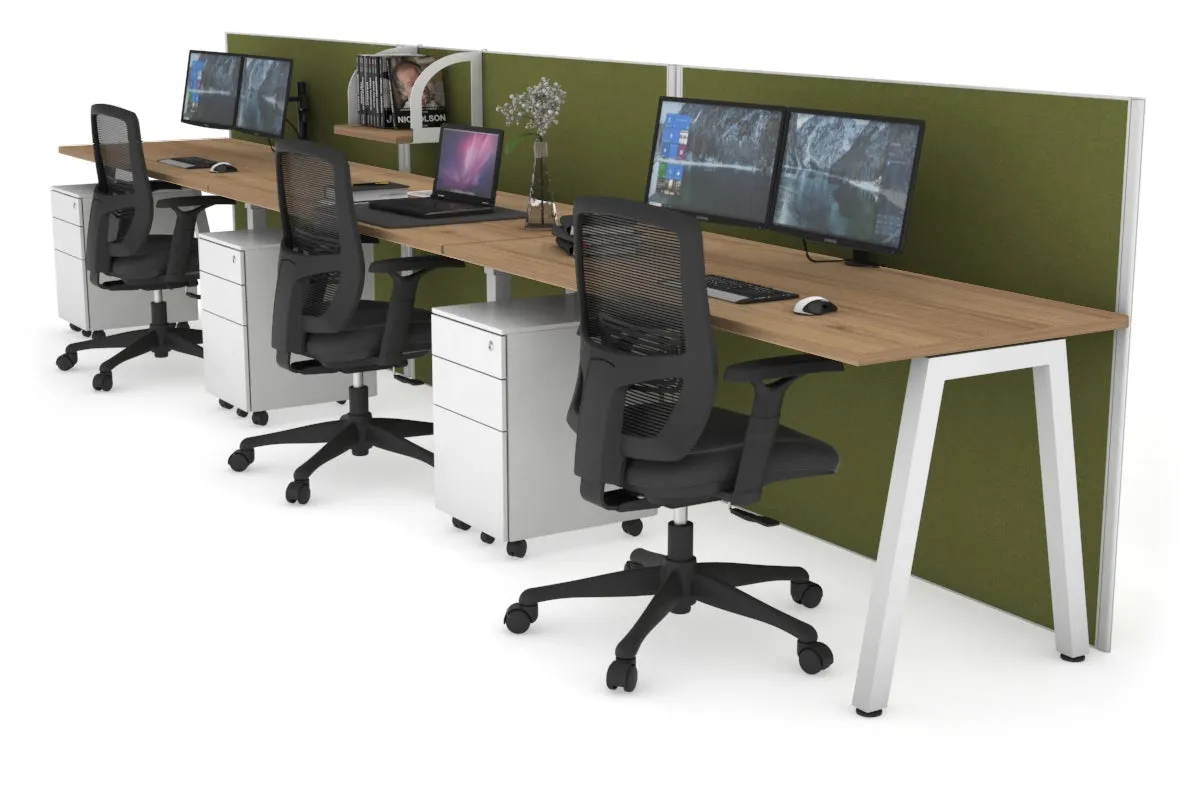 Horizon Quadro 3 Person Run A Legs Office Workstation [1200L x 700W]