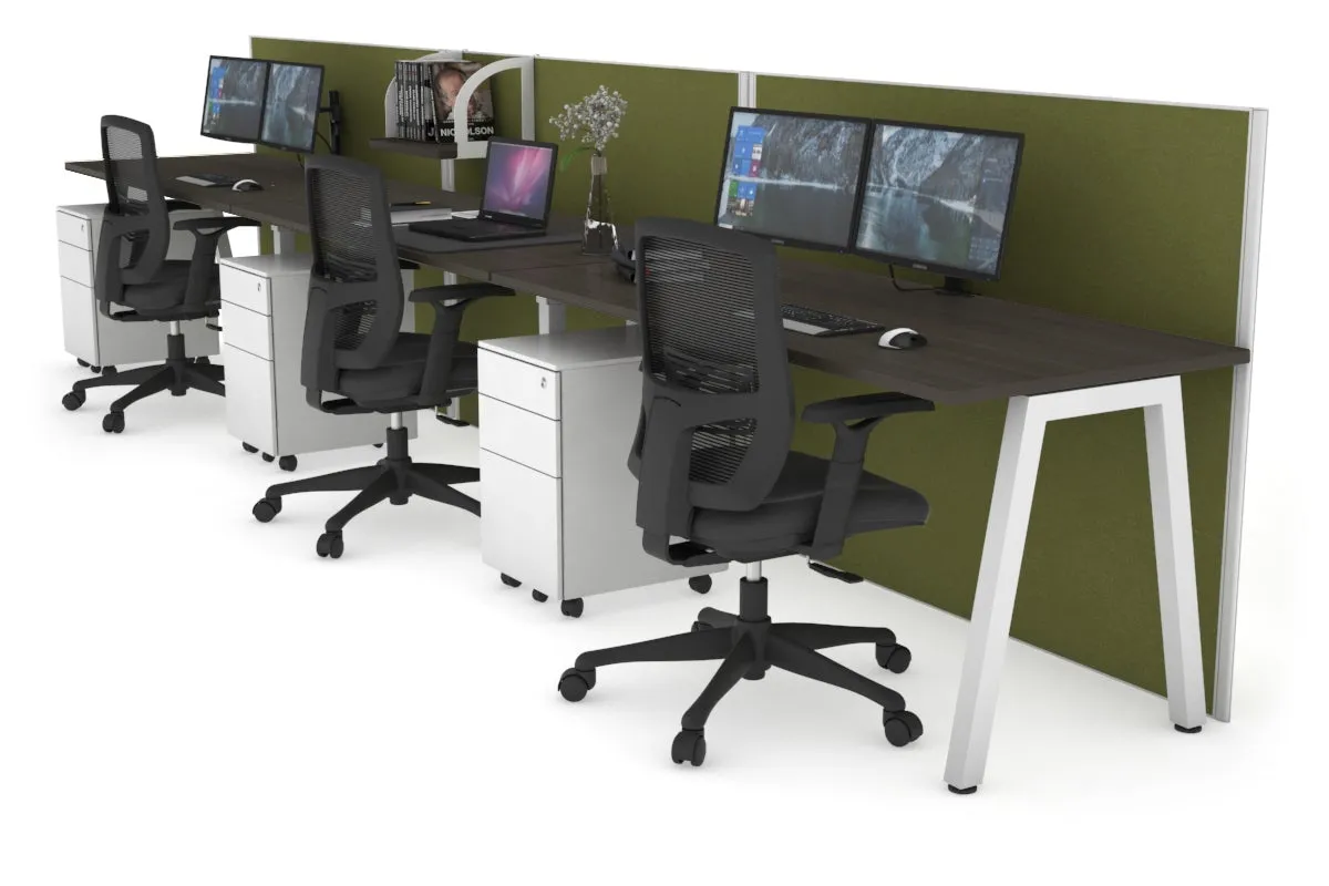 Horizon Quadro 3 Person Run A Legs Office Workstation [1200L x 700W]