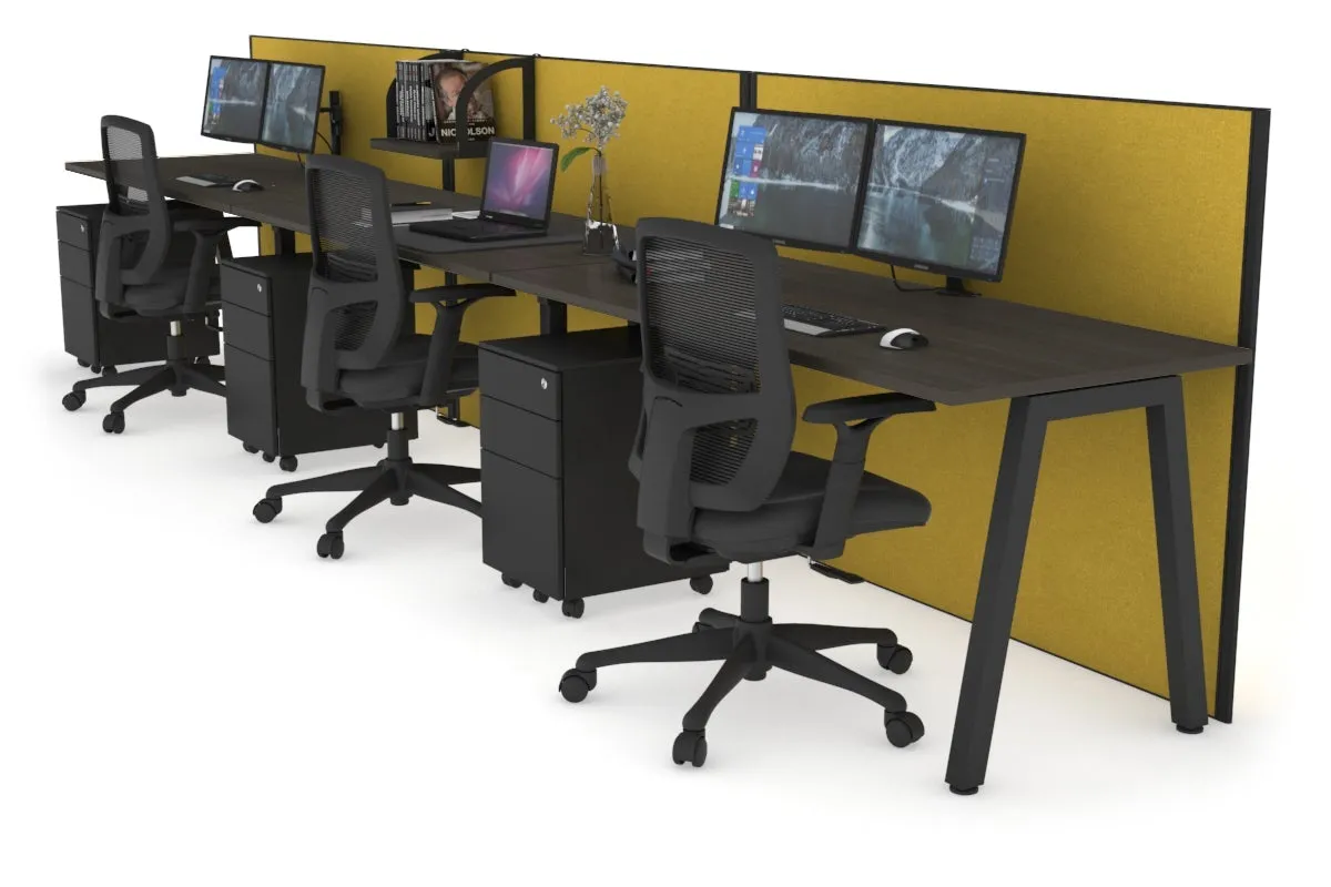 Horizon Quadro 3 Person Run A Legs Office Workstation [1200L x 700W]