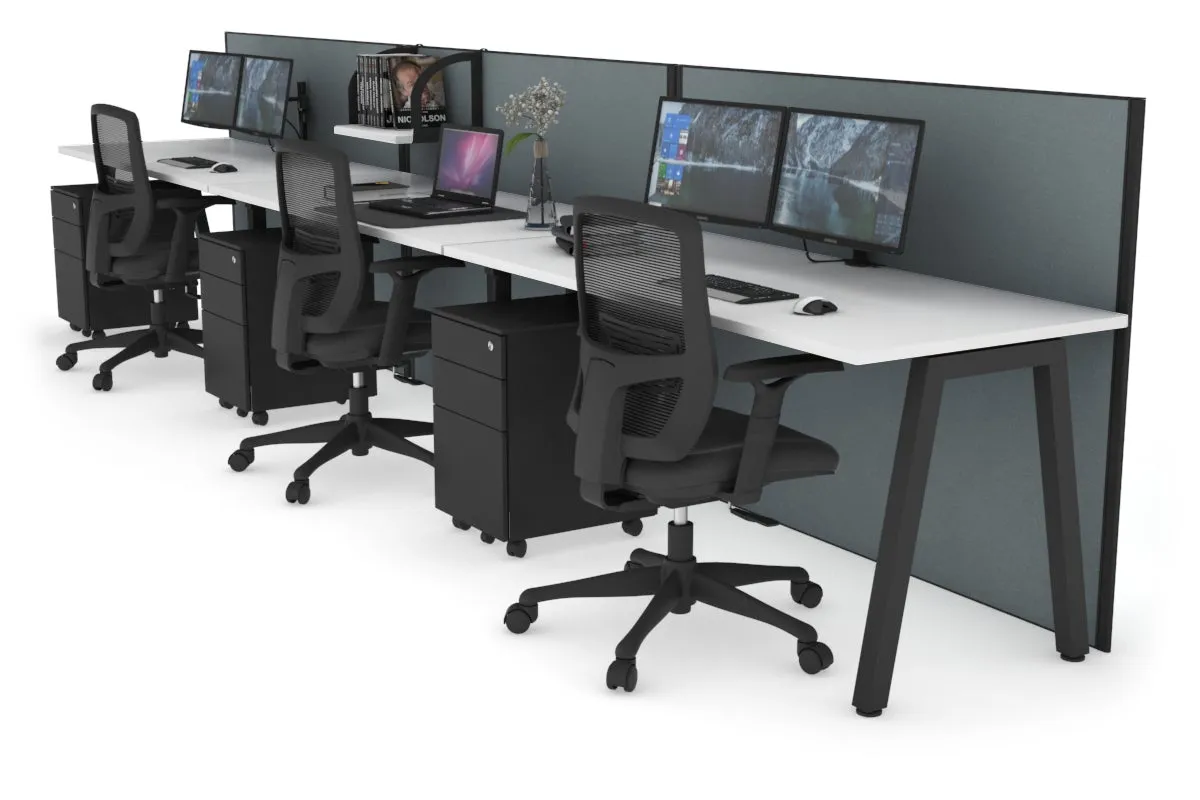 Horizon Quadro 3 Person Run A Legs Office Workstation [1200L x 700W]