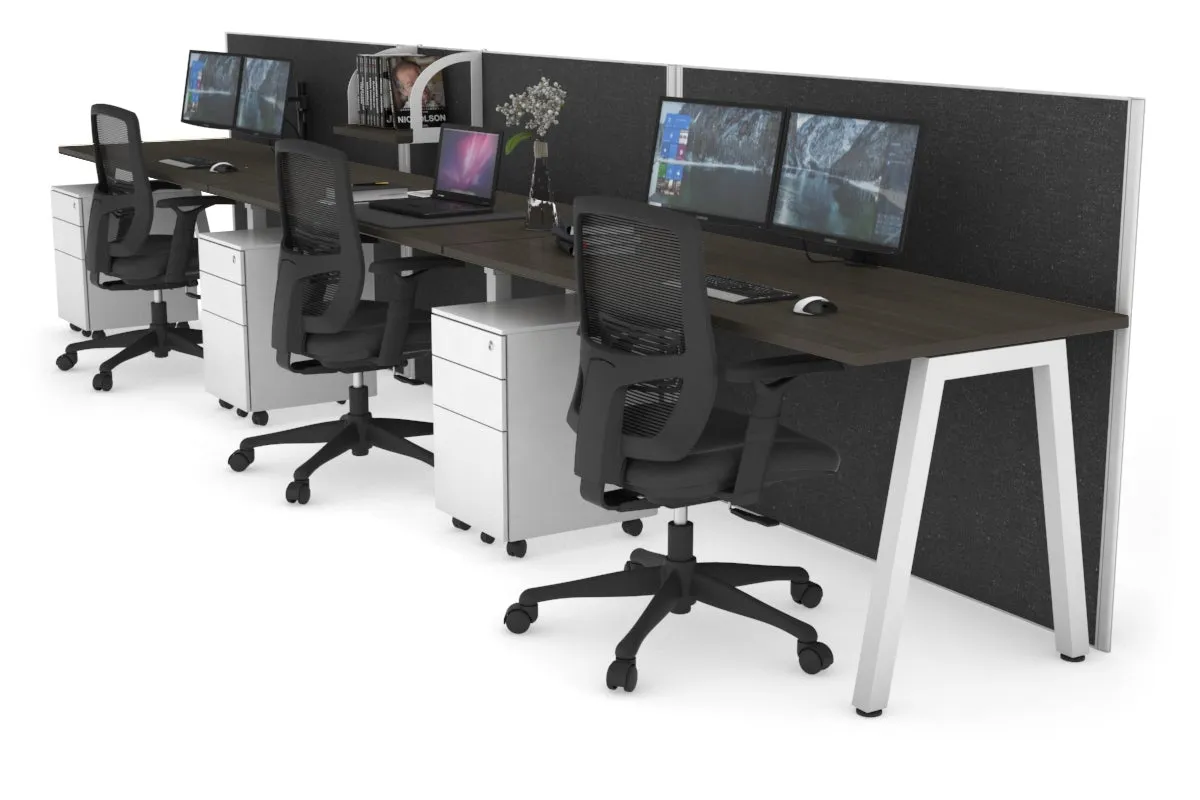 Horizon Quadro 3 Person Run A Legs Office Workstation [1200L x 700W]