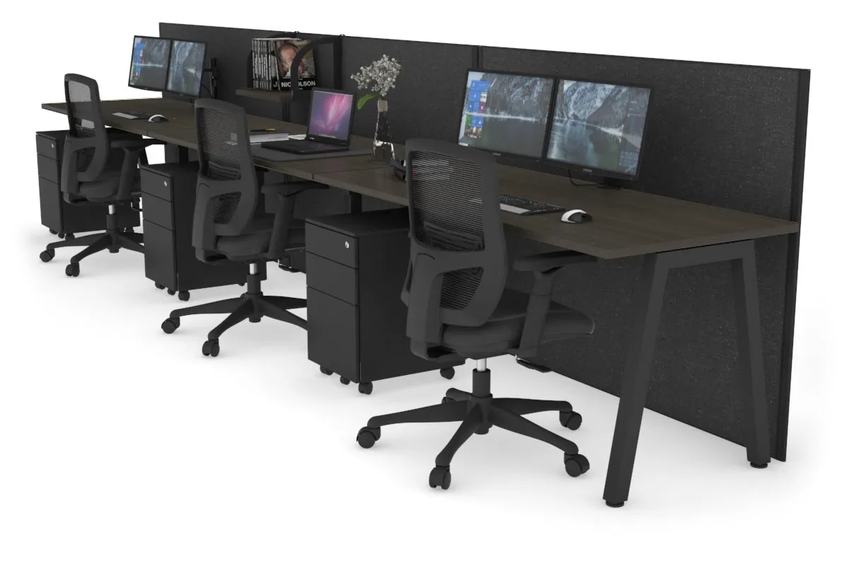 Horizon Quadro 3 Person Run A Legs Office Workstation [1200L x 700W]