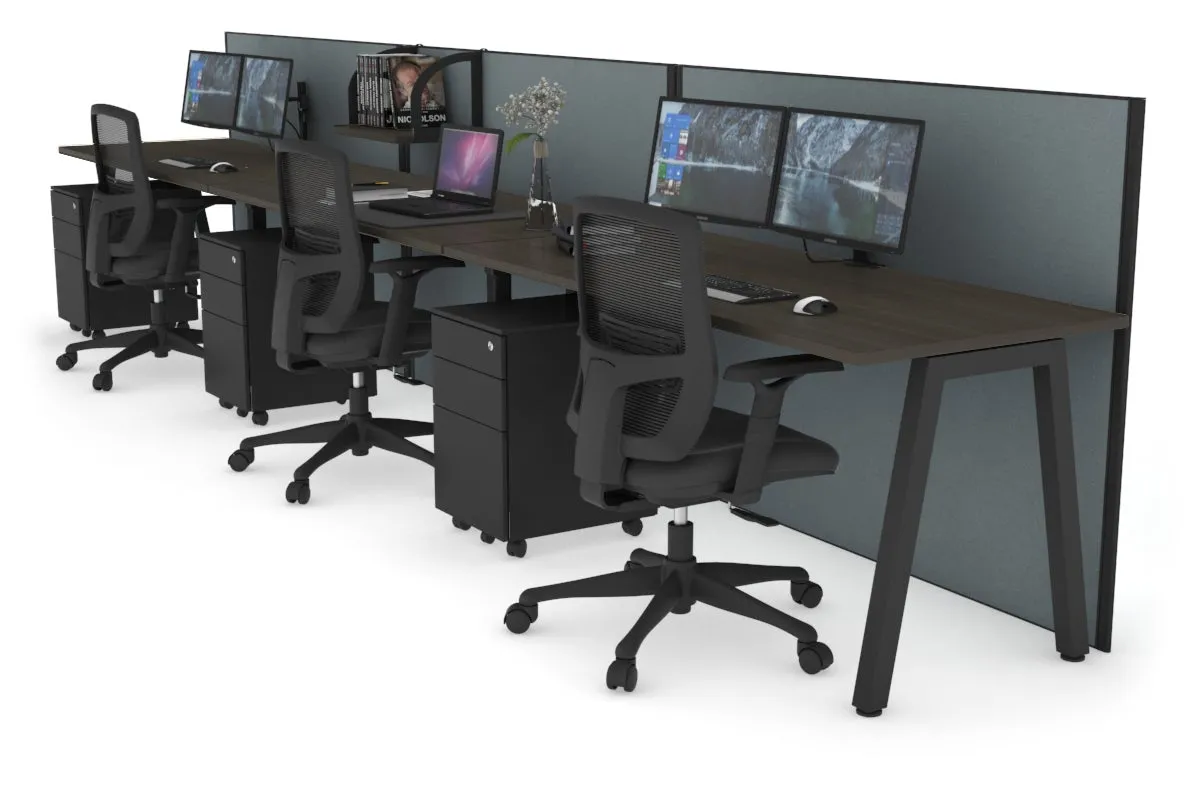 Horizon Quadro 3 Person Run A Legs Office Workstation [1200L x 700W]