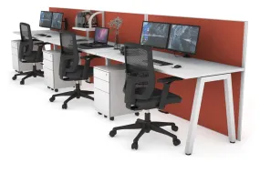 Horizon Quadro 3 Person Run A Legs Office Workstation [1200L x 700W]