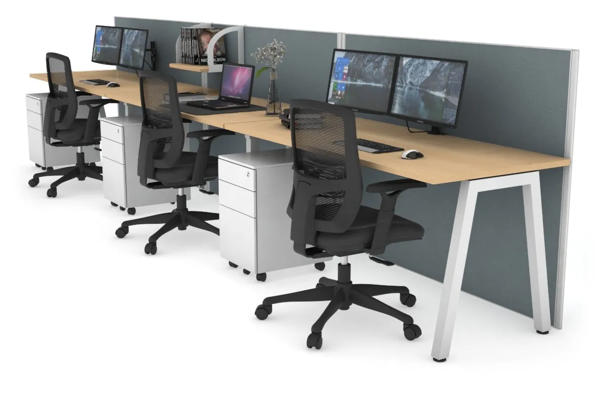 Horizon Quadro 3 Person Run A Legs Office Workstation [1200L x 700W]