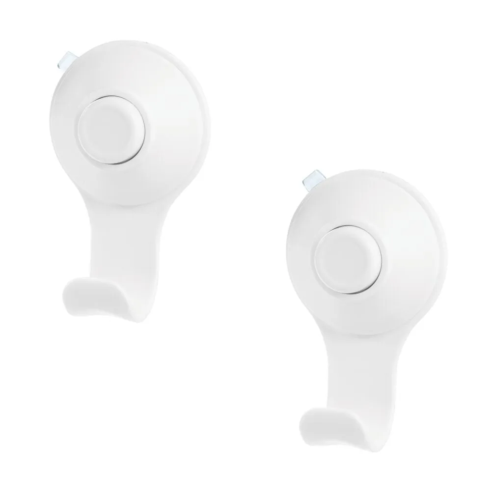 iDesign Cade Push Lock Shower Suction Hook (Set of 2) in White