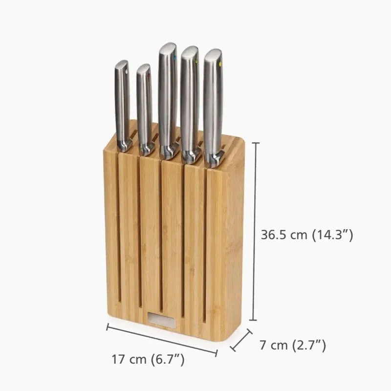 Joseph Joseph Elevate Steel Kitchen Knife Set with Bamboo Block (5 Piece)