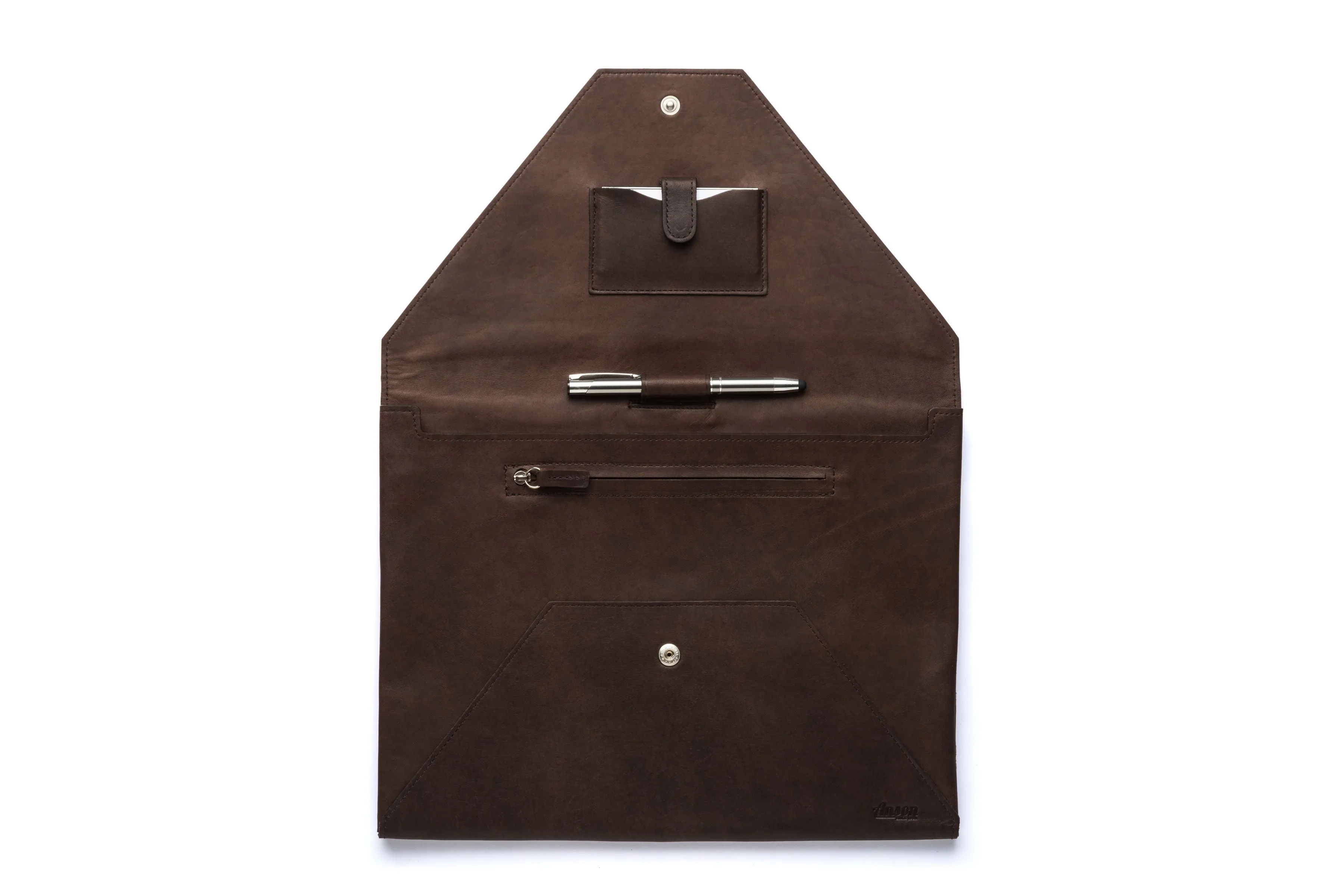 Leather Document Envelope In Brown Or Black