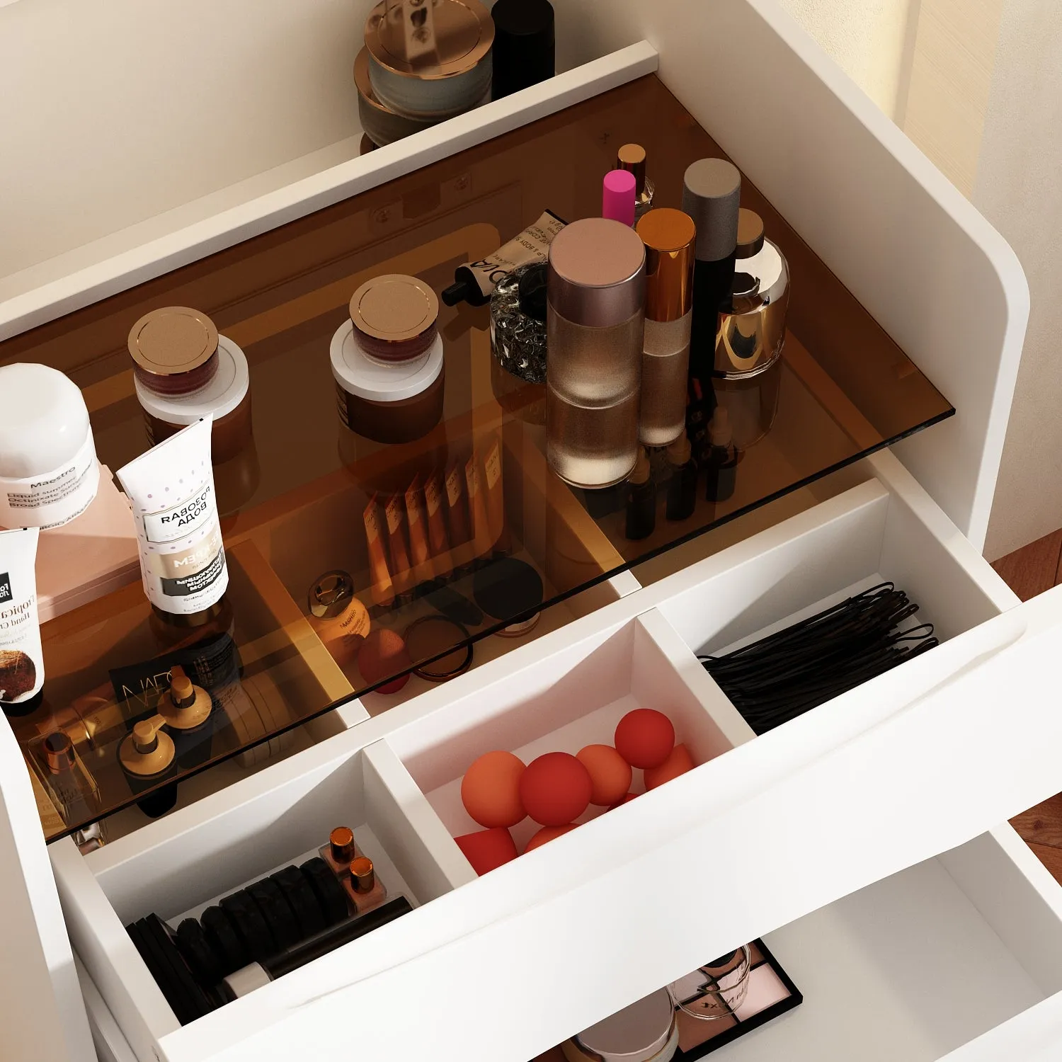 Makeup Vanity Desk with Lights and Flip Mirror