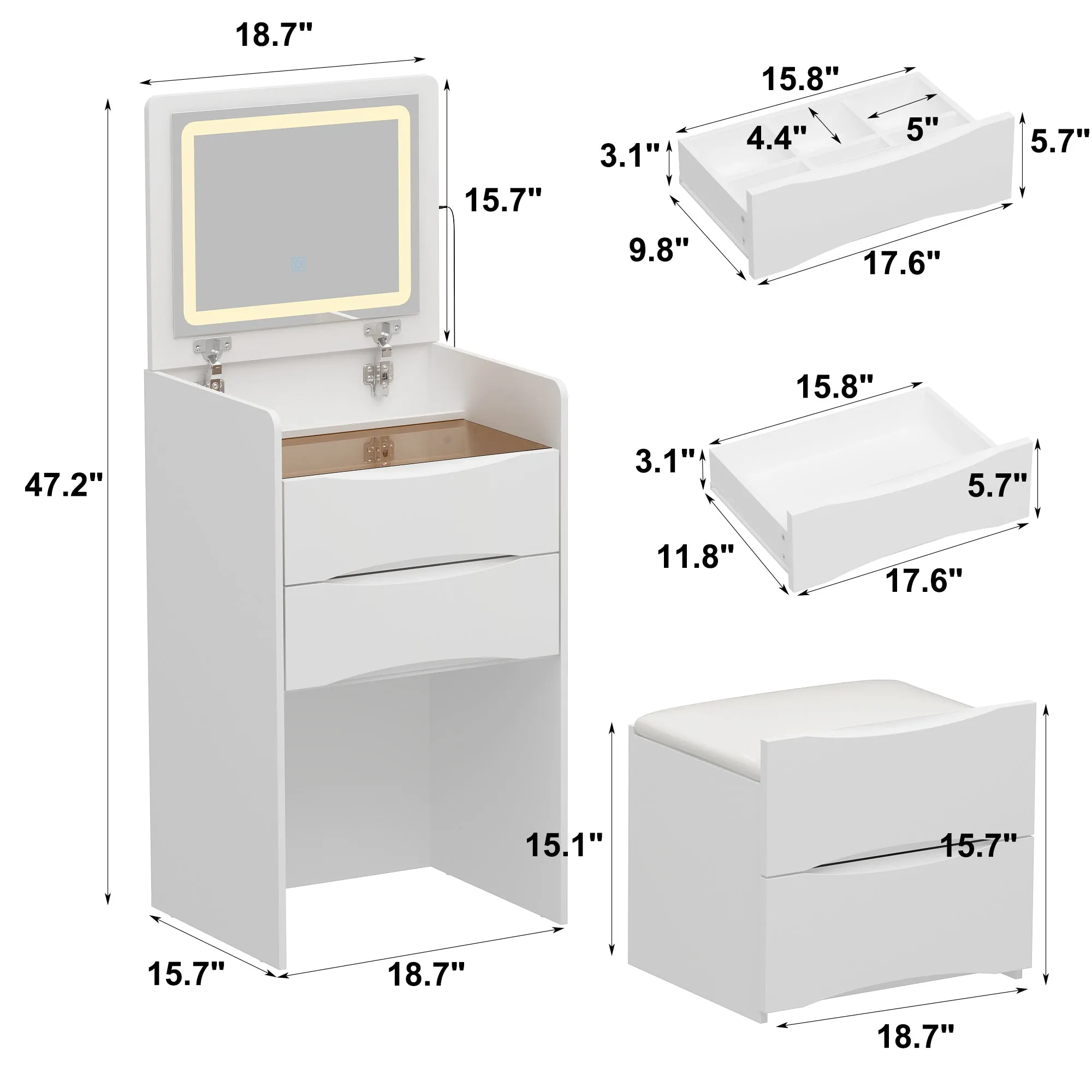 Makeup Vanity Desk with Lights and Flip Mirror