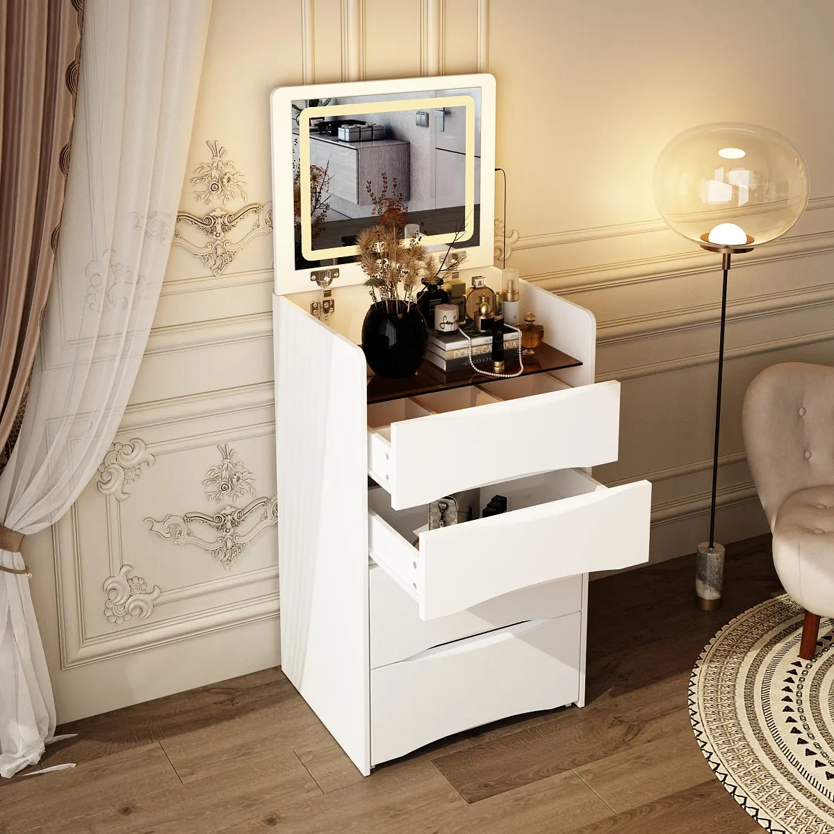 Makeup Vanity Desk with Lights and Flip Mirror