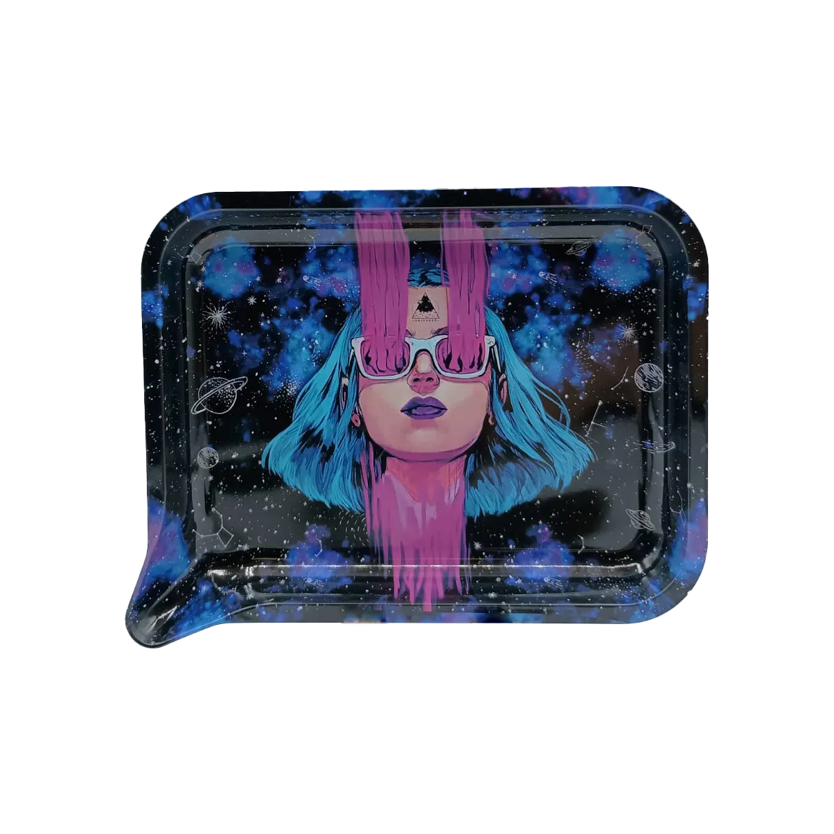 Medium Funnel Rolling Tray With 3D Lids (Blue Hair Teleporting Girl)