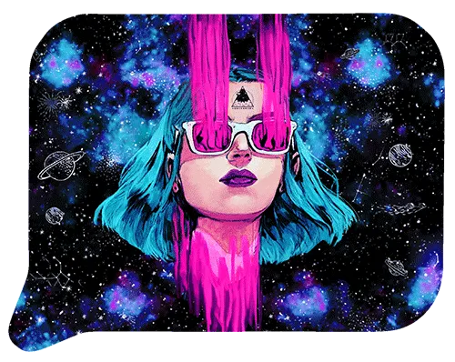 Medium Funnel Rolling Tray With 3D Lids (Blue Hair Teleporting Girl)