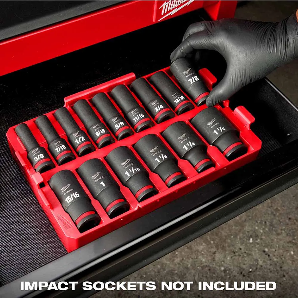 Milwaukee 49-66-6832 Shockwave Impact Duty Socket 1/2" Drice 15-Piece SAE Tray Only