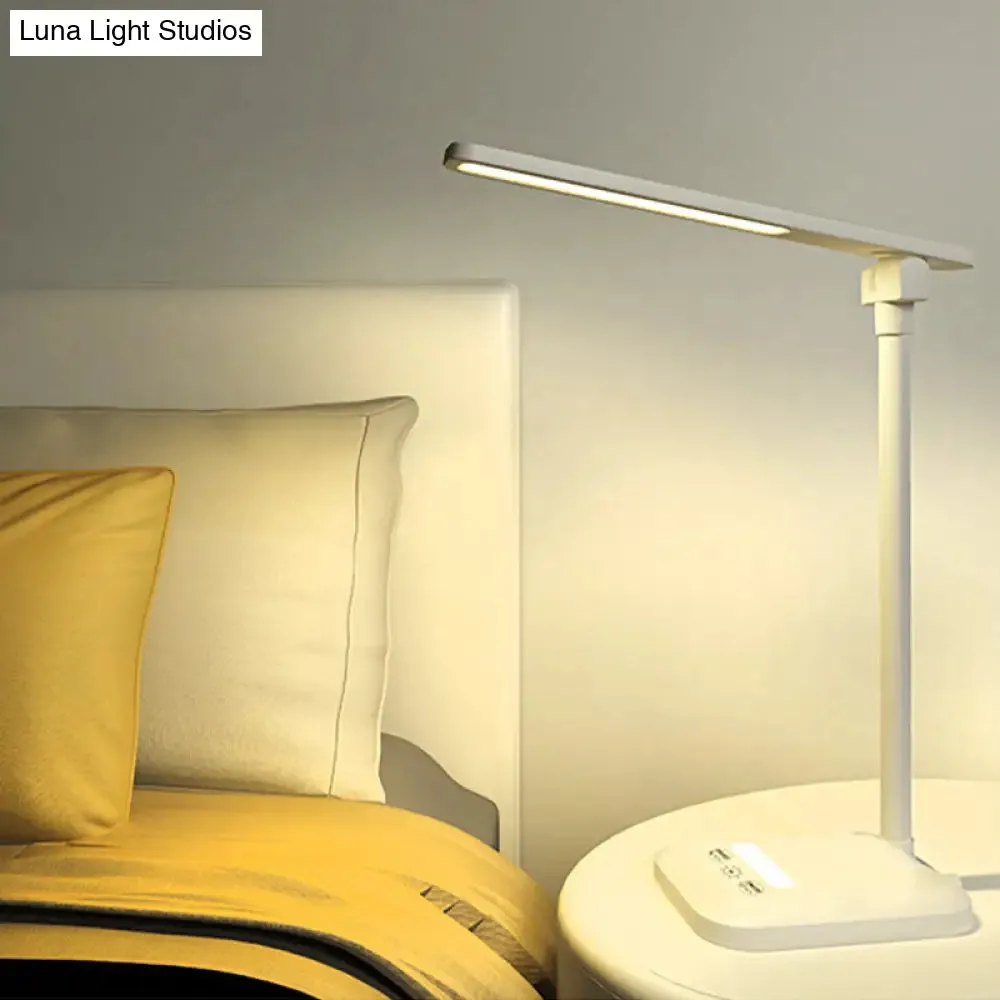 Modern Simple LED Desk Lamp for Reading with 5W Bedside Lighting in White - USB/Plug-In Option