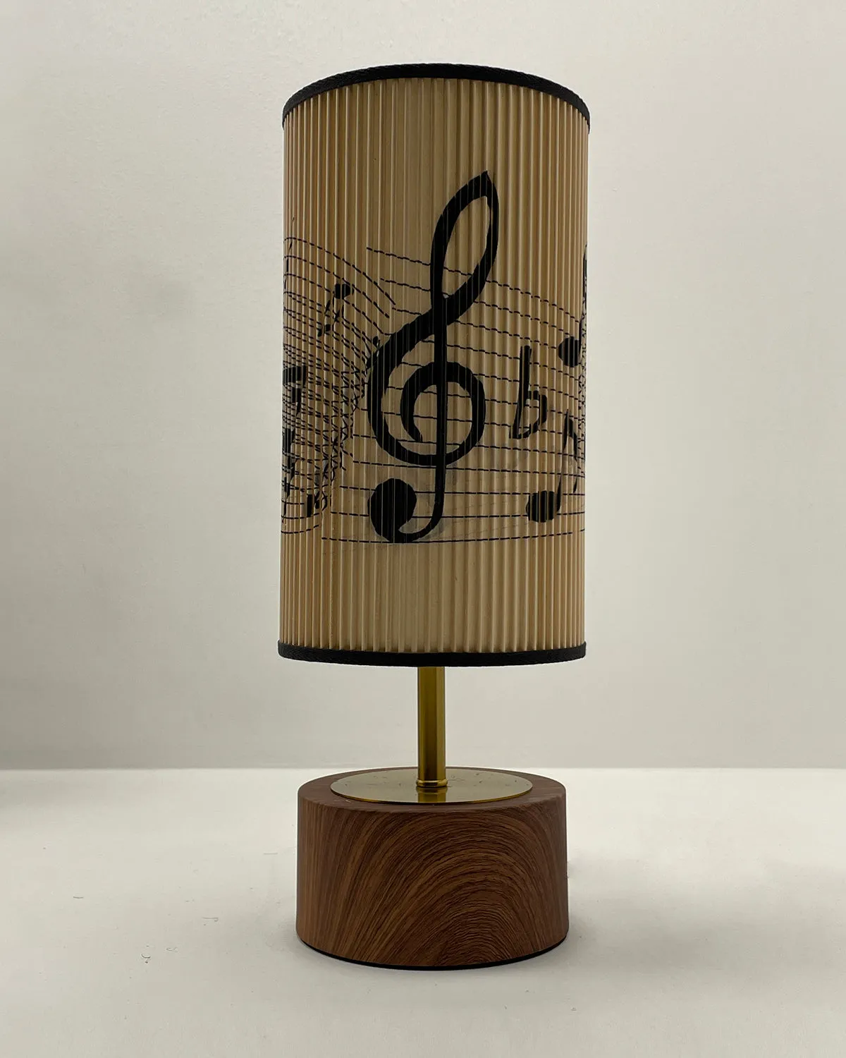 Music Note Printed Stick Shade, Touch Lamp, Cherry Base