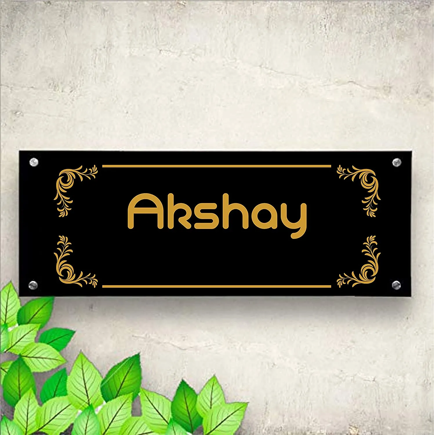 Personalized Name Plates Design for Home Entrance Door House Apartment (31 cm X 13 cm)