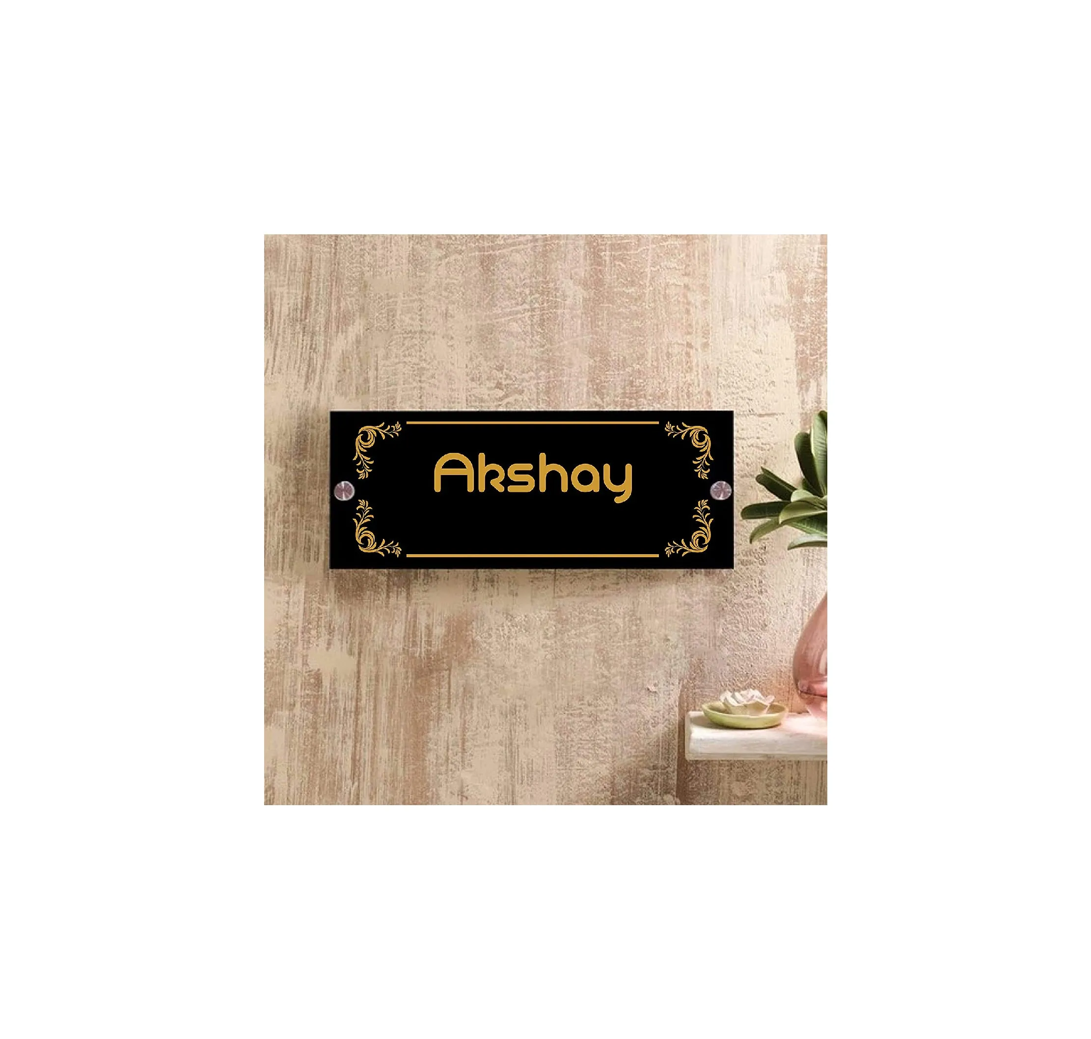 Personalized Name Plates Design for Home Entrance Door House Apartment (31 cm X 13 cm)