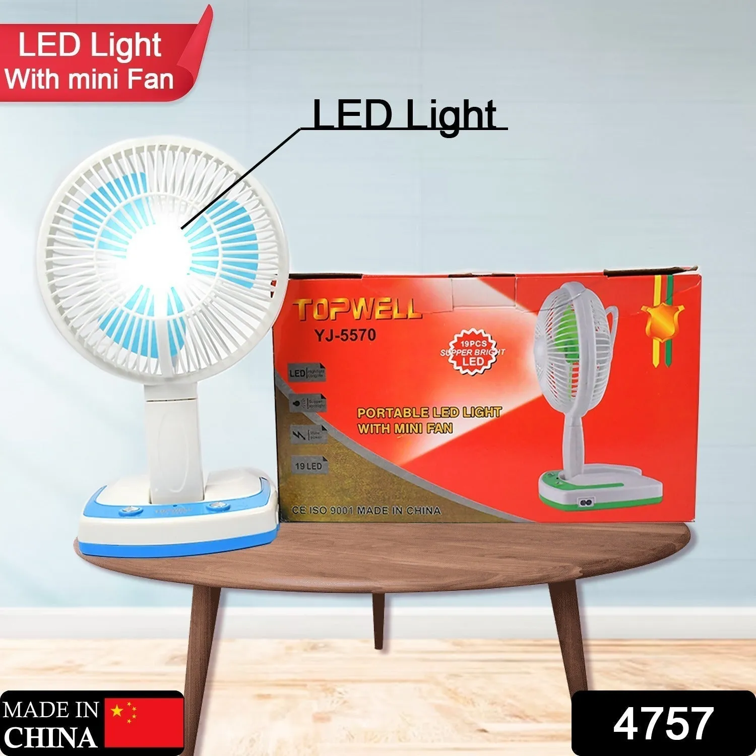 PORTABLE LED LIGHT WITH MINI FAN- YJ 5570 (Battery Not Include)