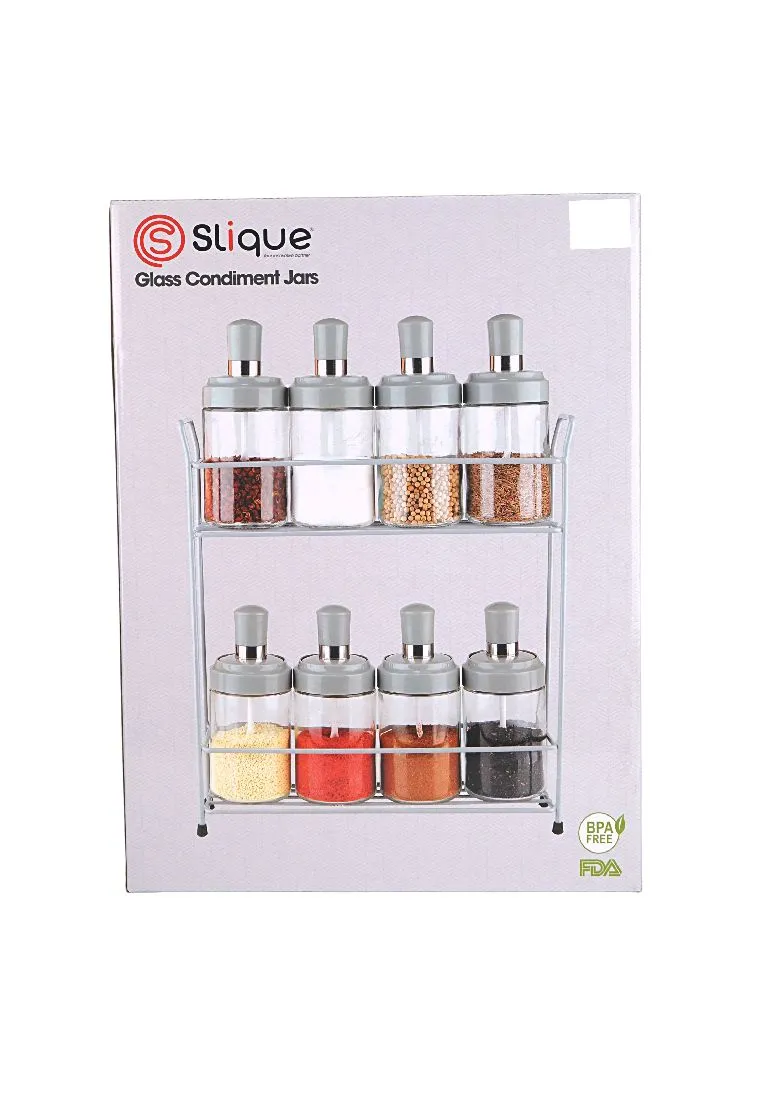 Premium Glass Condiment Jars - Set of 9