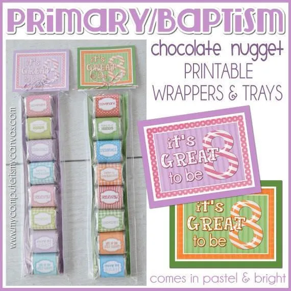 Primary Baptism Nugget Wrappers {Great to Be 8} PRINTABLE