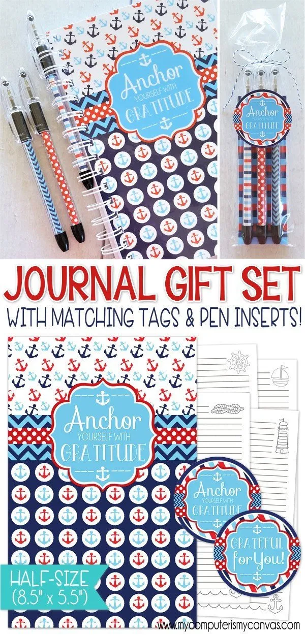 "ANCHOR Yourself With Gratitude" Journal & Notebook {Gift Set; HALF SIZE} PRINTABLE