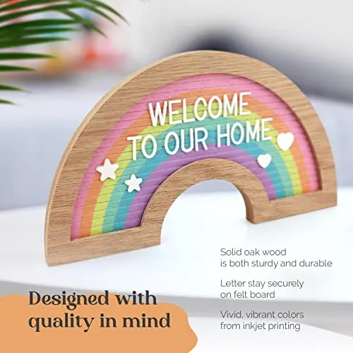 Rainbow Felt Letter Board 7 X 12.5 Inch 363 Changeable Letter Board Oak Frame