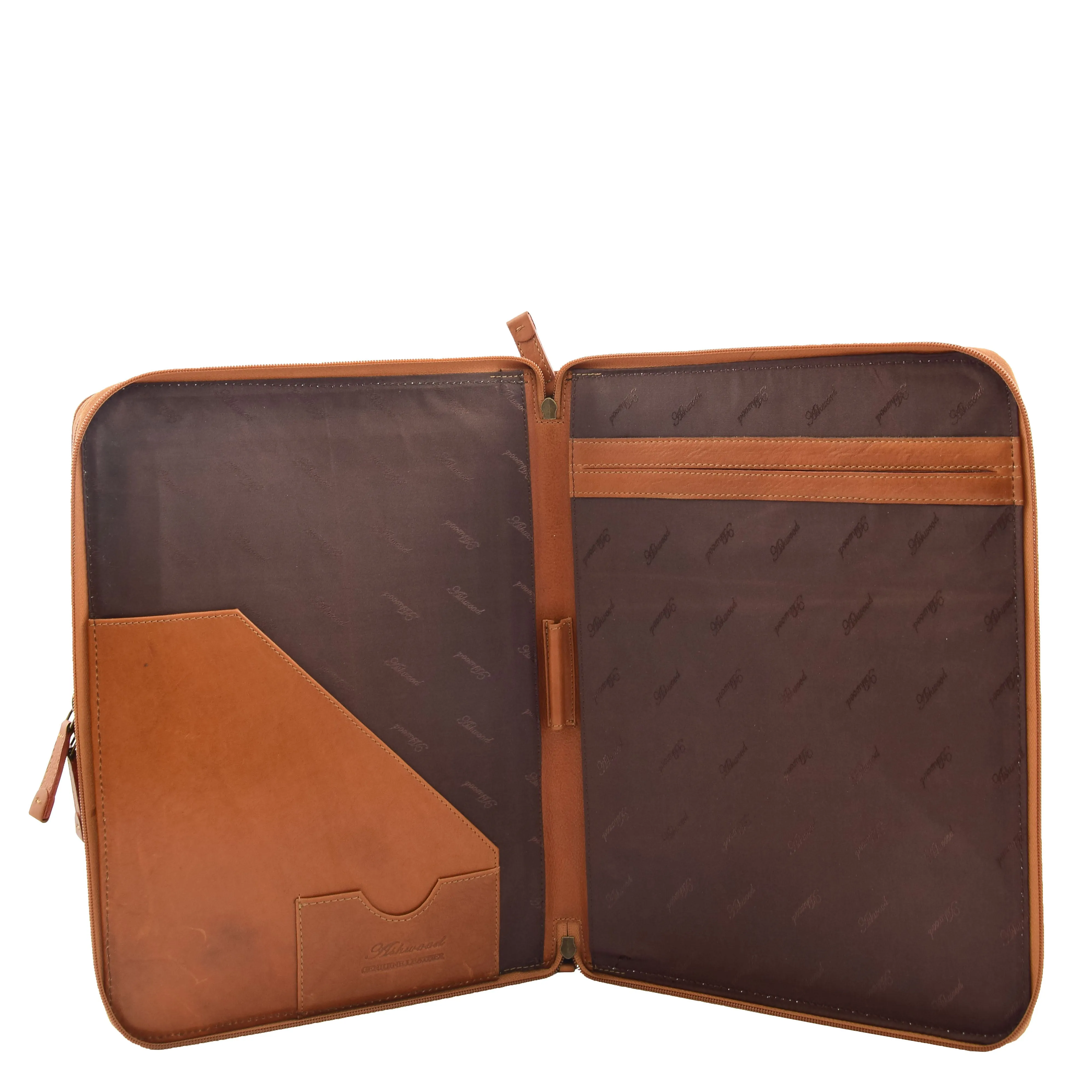 Real Tan Leather Folio Case A4 Document Underarm Conference Bag Ben