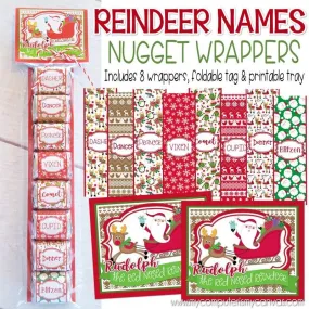 Reindeer NAMES Nugget Wrappers PRINTABLE