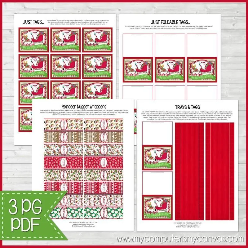 Reindeer NAMES Nugget Wrappers PRINTABLE