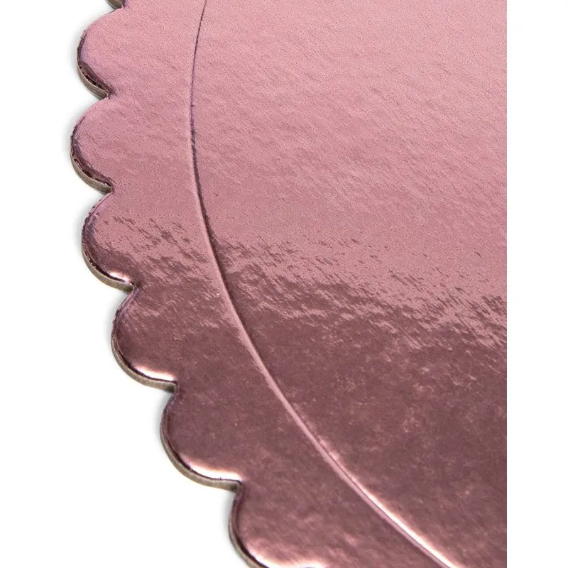 Rose Gold Foil Cake Boards, Scalloped Edge Dessert Base (8 In,12 Pack)