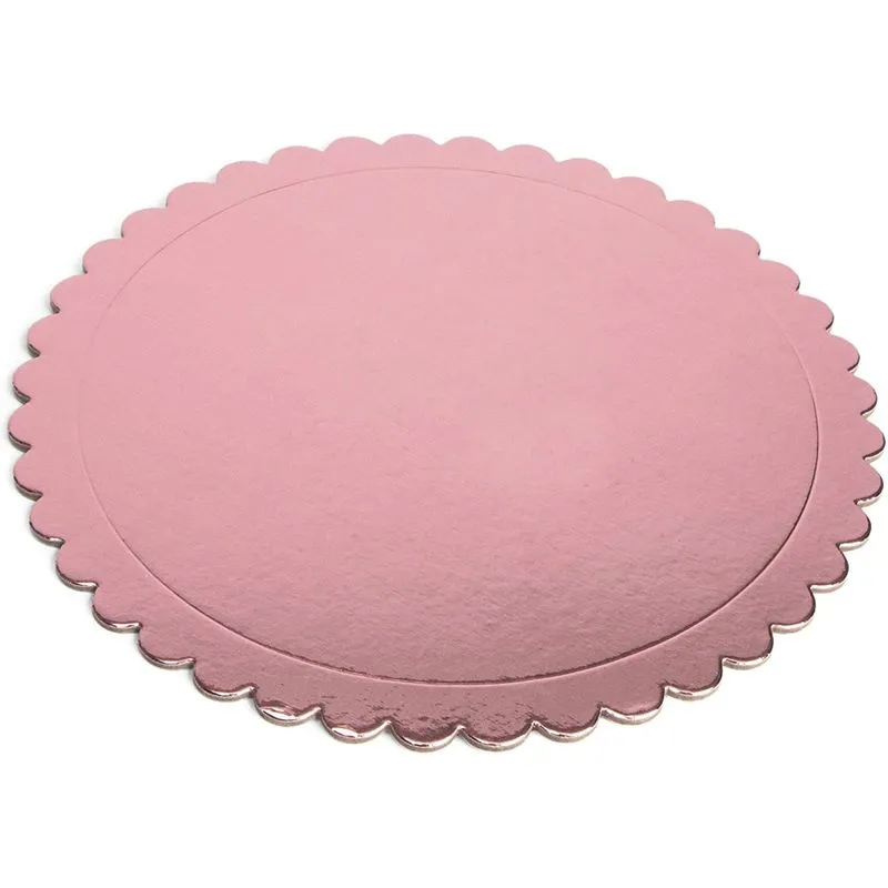 Rose Gold Foil Cake Boards, Scalloped Edge Dessert Base (8 In,12 Pack)