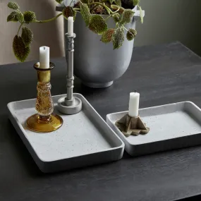 Set of Two Rectangular Polystone Concrete Trays