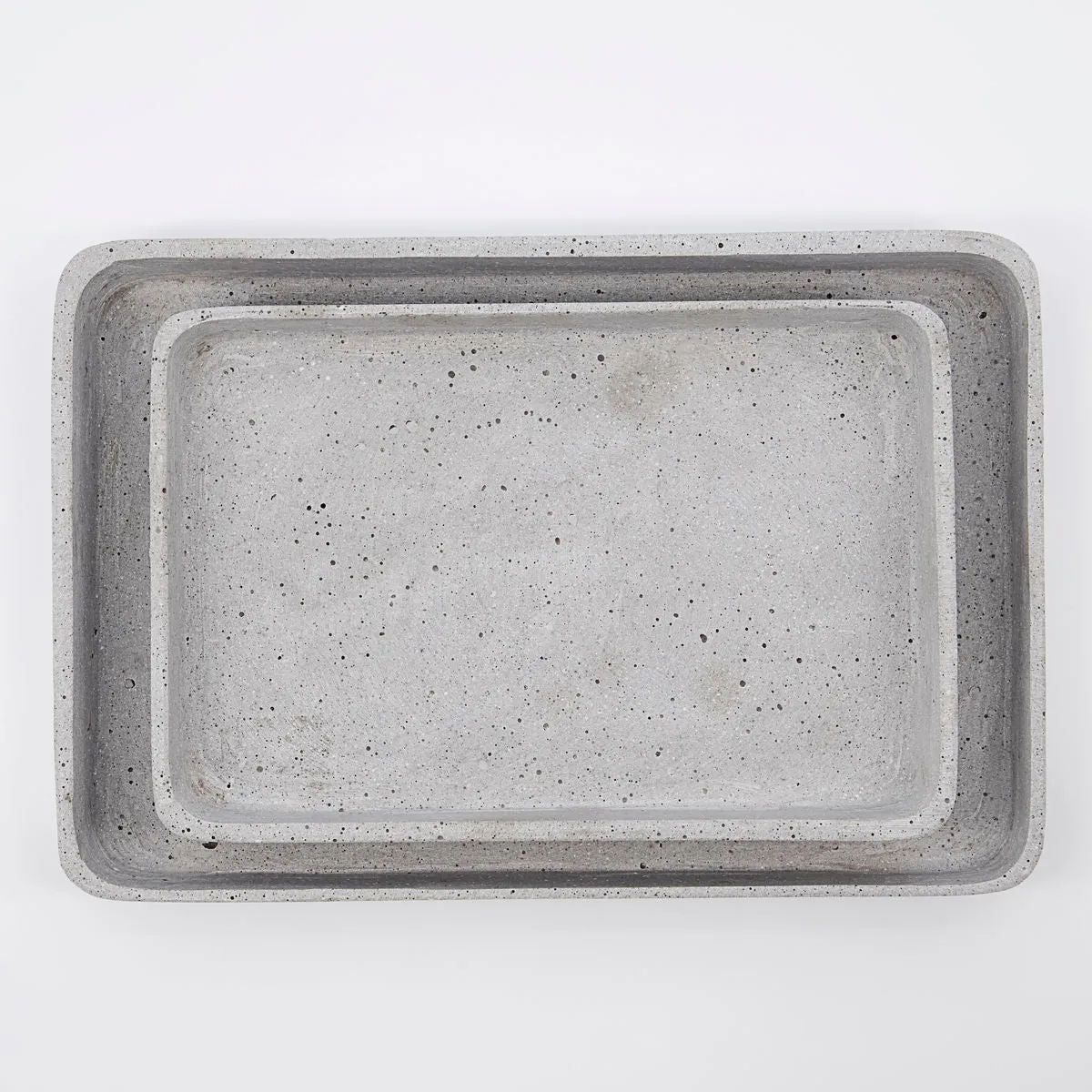 Set of Two Rectangular Polystone Concrete Trays