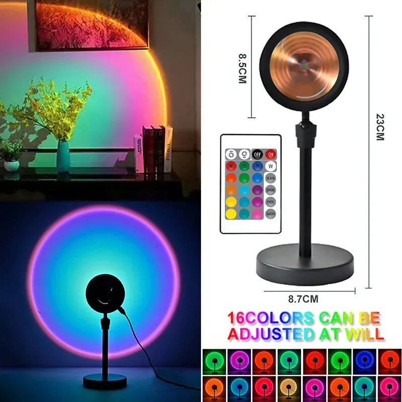 Sunset Lamp Projector RGB USB Led Night Light With Remote Control Portable Mood Light for Living Room Photography Neon Lights