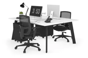 Switch - 2 Person Workstation Black Frame [1200L x 700W]