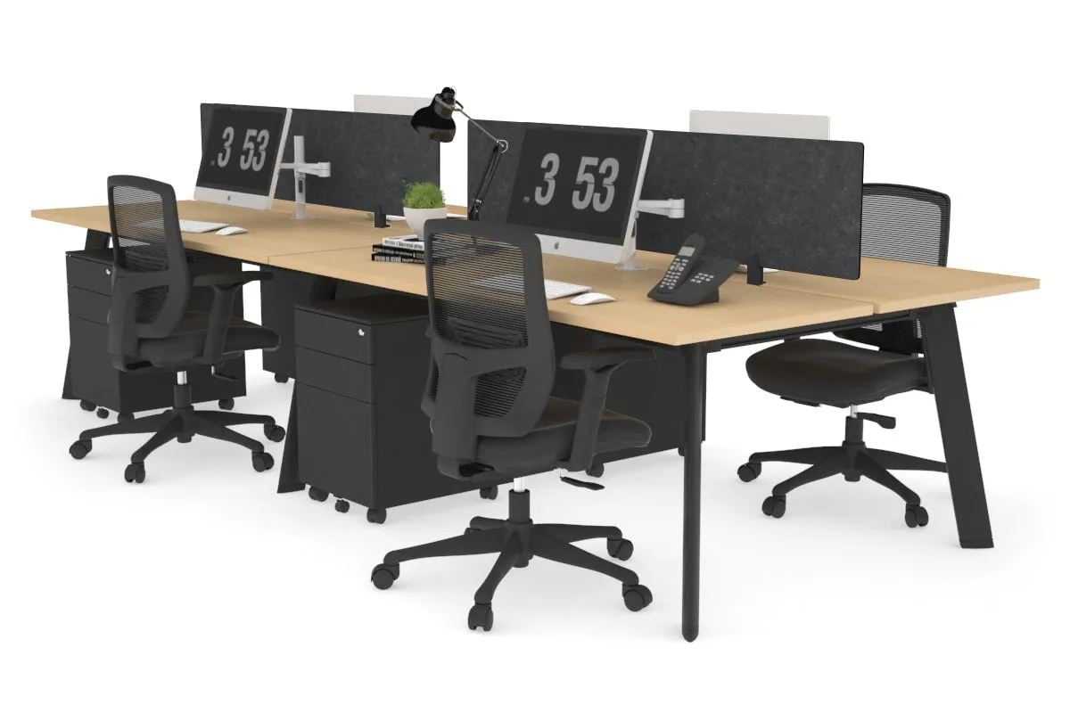 Switch - 4 Person Workstation Black Frame [1200L x 700W]