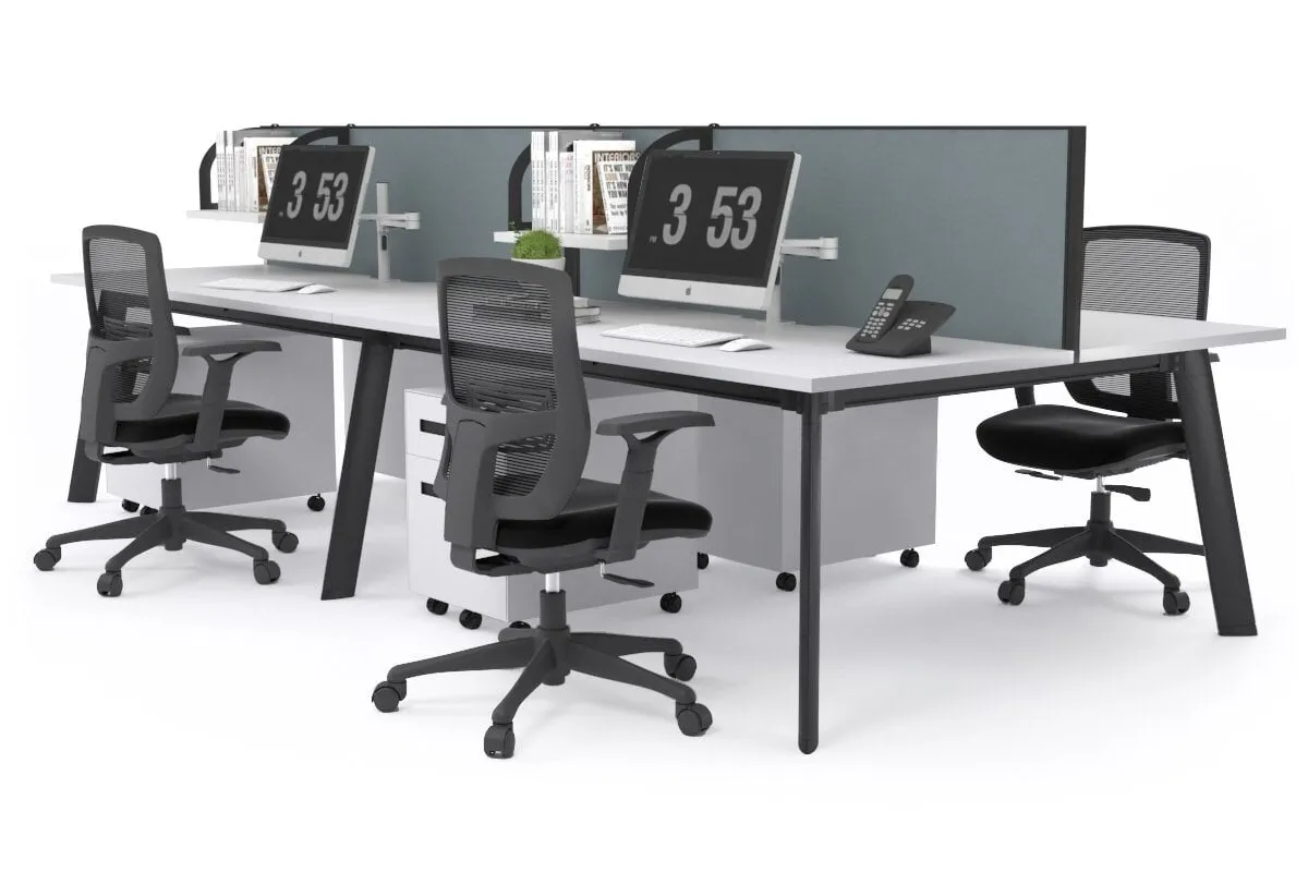 Switch - 4 Person Workstation Black Frame [1200L x 700W]