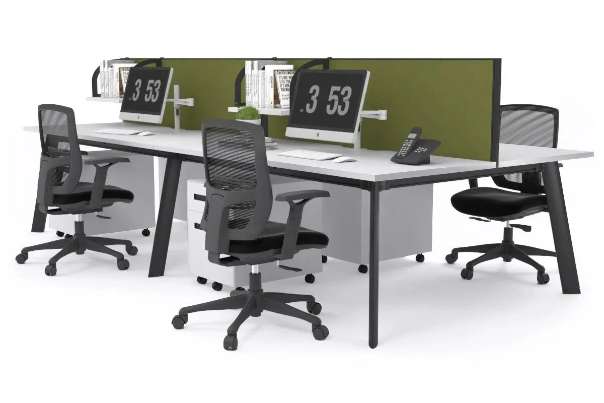 Switch - 4 Person Workstation Black Frame [1200L x 700W]