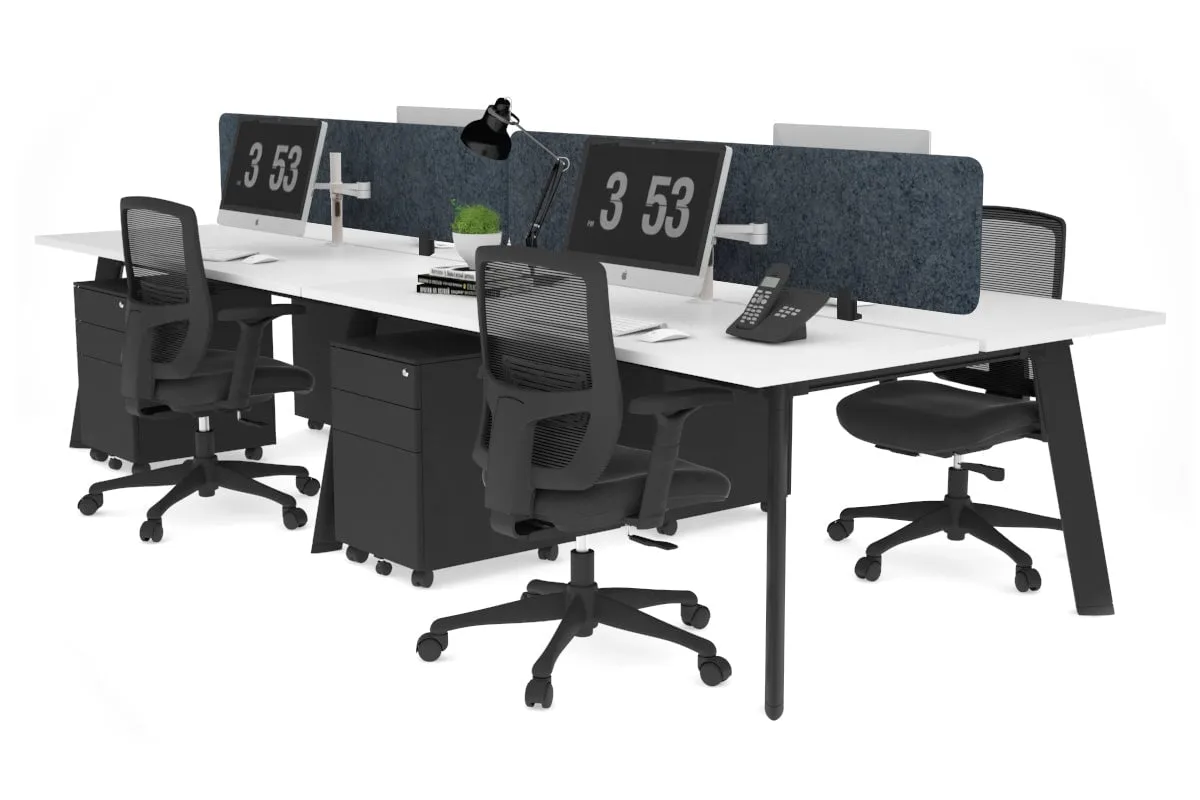 Switch - 4 Person Workstation Black Frame [1200L x 700W]