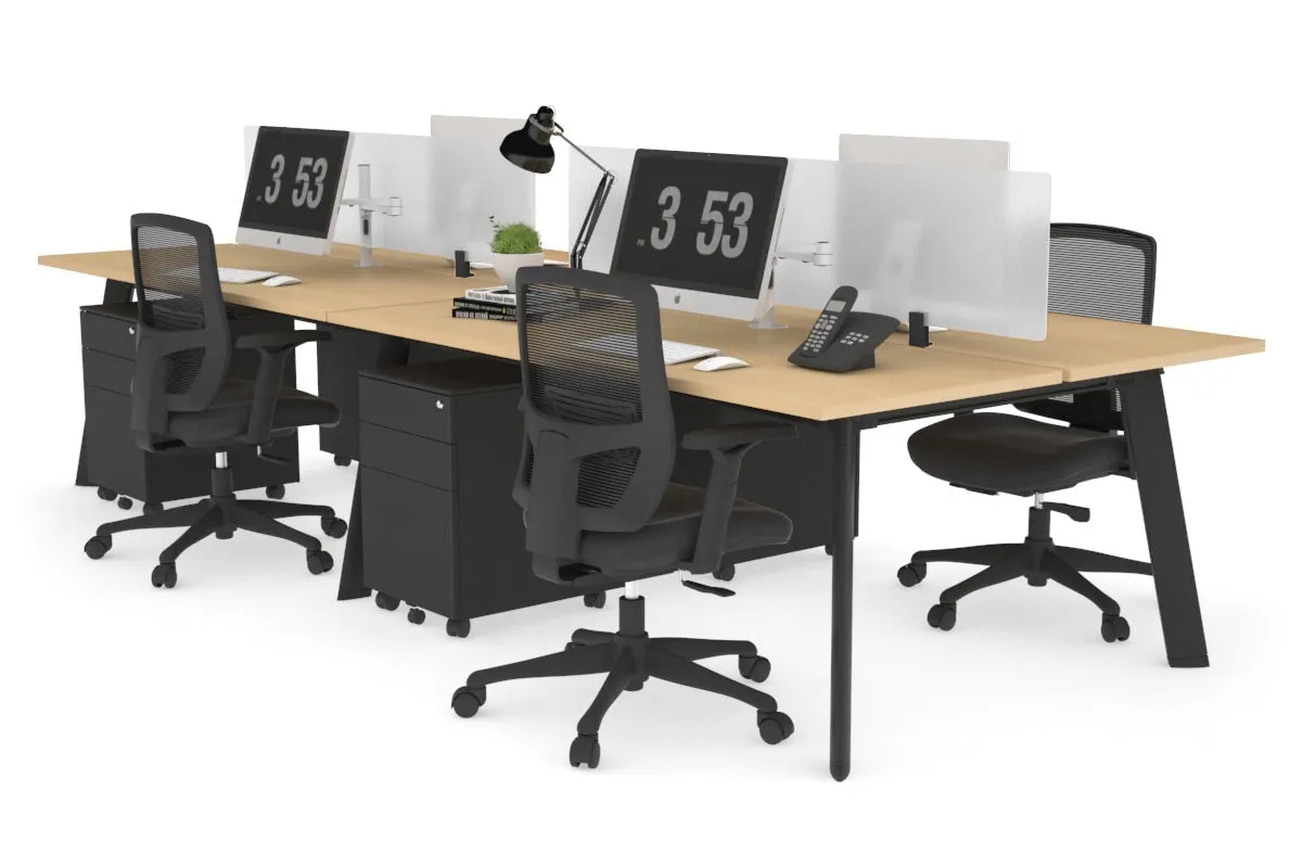 Switch - 4 Person Workstation Black Frame [1200L x 700W]