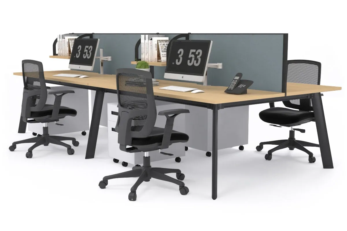 Switch - 4 Person Workstation Black Frame [1200L x 700W]