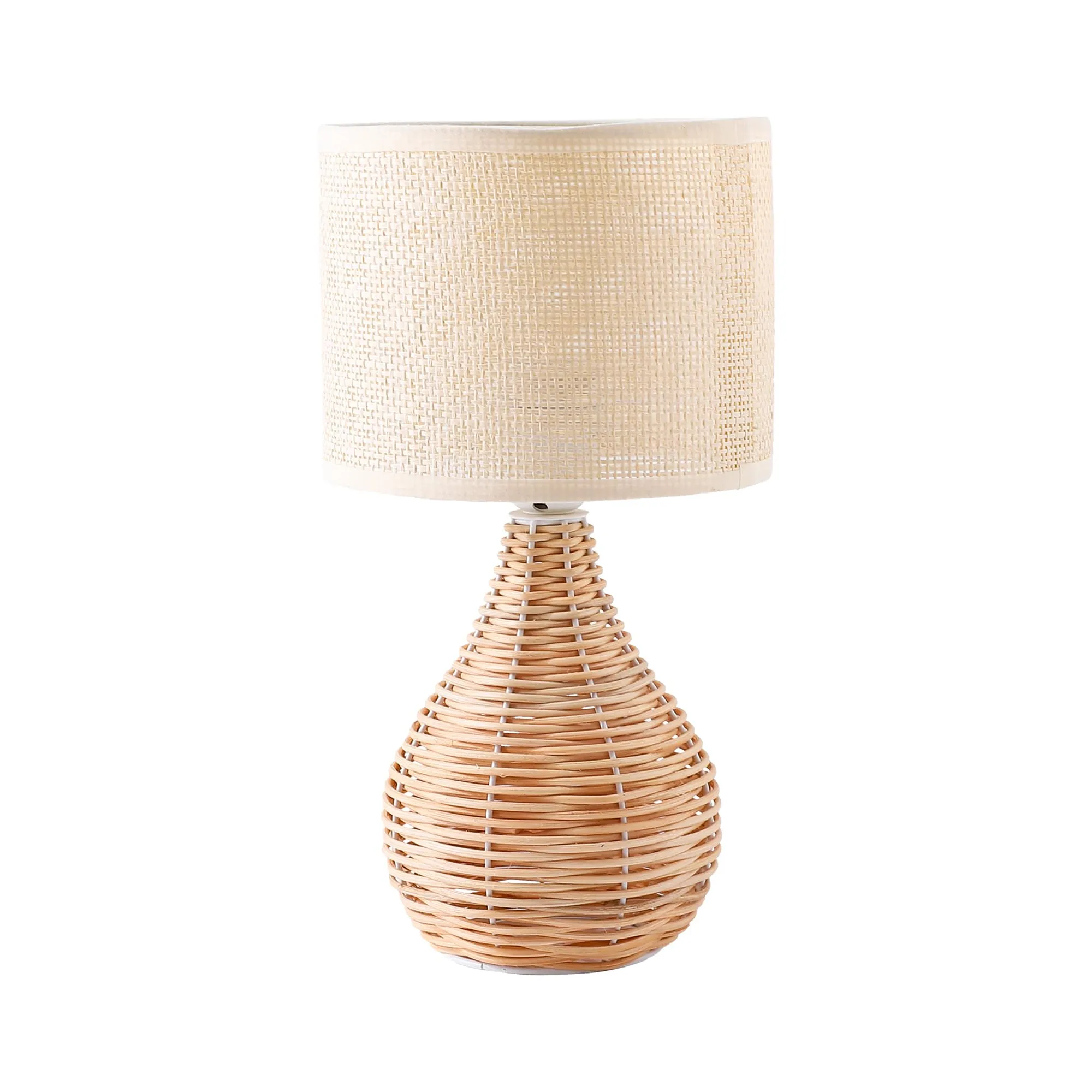 The Better Home Table Lamp for Bedroom-31CM |Home Decor Light Made up of Rattan and Linen| Table Lamp for Study| Aesthetic Table Lamp for Living Room, Office Desk | Gift for House Warming Ceremony