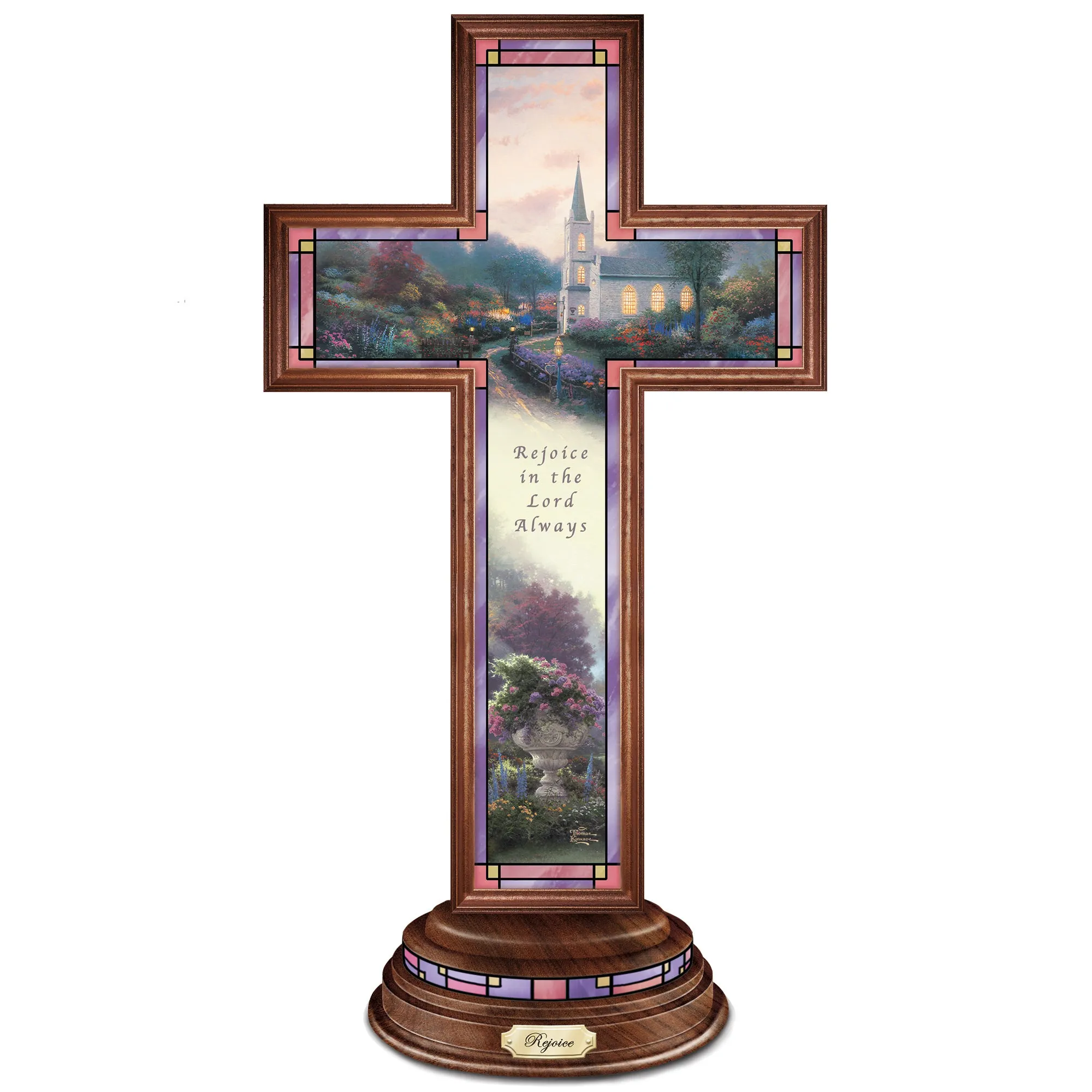 The Bradford Exchange "Rejoice" Issue #7 Light of Faith Illuminated Cross Collection by Thomas Kinkade 8-inches