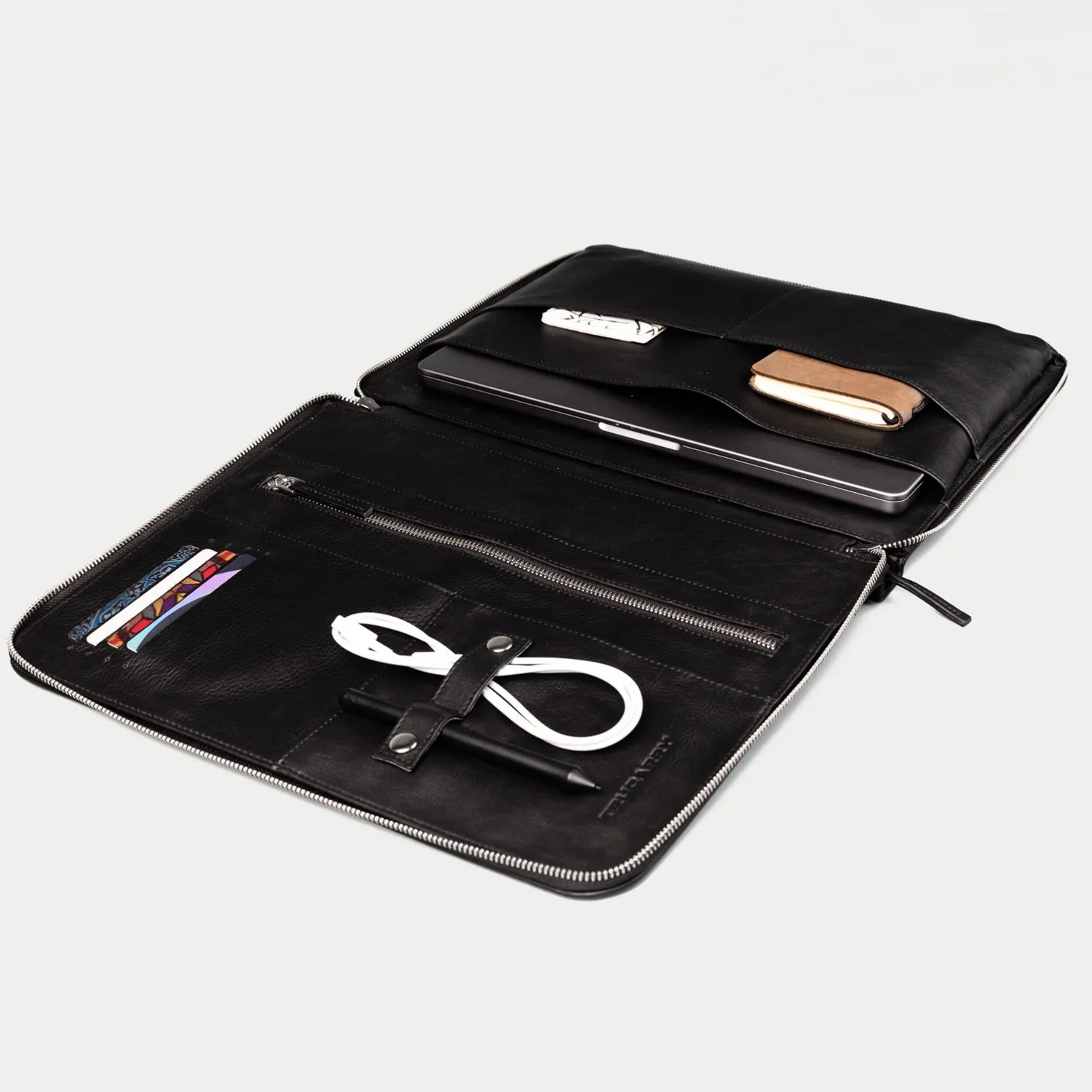 The Eclectic Black Leather Folio Organizer